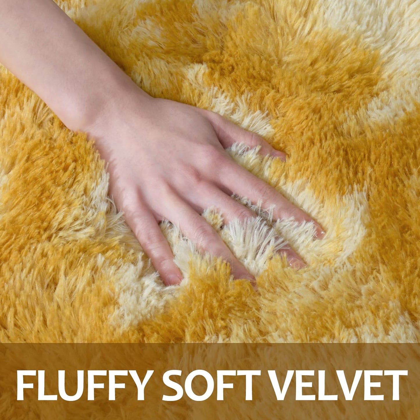 4x6 Large Washable Area Rugs for Living Room Tie-Dyed Orange Yellow | Non-Slip Indoor Shag Fuzzy Soft Fluffy Modern Carpet for Bedroom Dorm Bedside Girls Boys Kids Nursery Playroom Home Decor