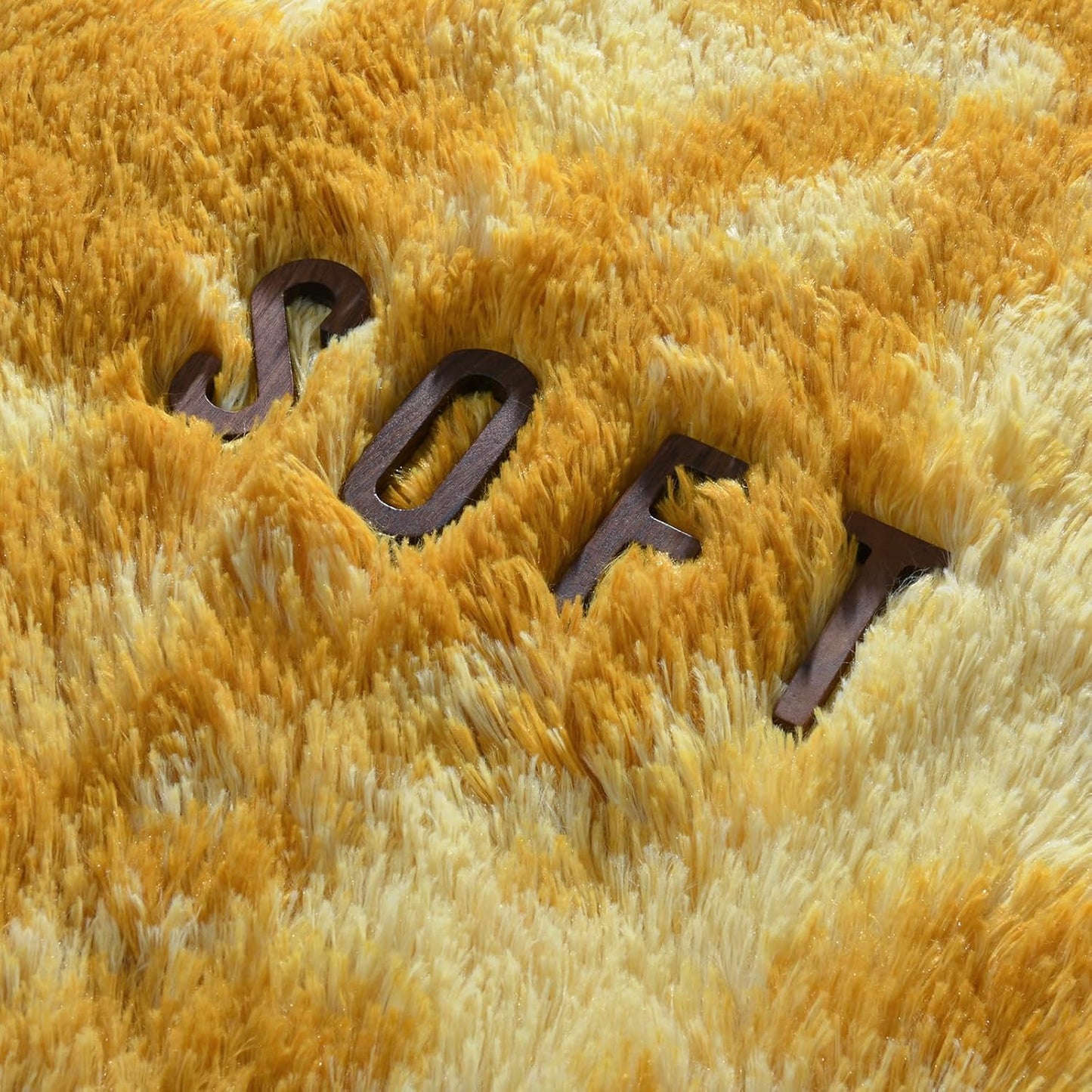 4x6 Large Washable Area Rugs for Living Room Tie-Dyed Orange Yellow | Non-Slip Indoor Shag Fuzzy Soft Fluffy Modern Carpet for Bedroom Dorm Bedside Girls Boys Kids Nursery Playroom Home Decor