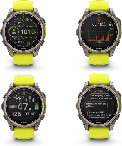 Fenix 8 Sapphire GPS Smartwatch Solar 47mm (Amp Yellow) Bundle | For Running, Training & Health | Men & Women | 48-Day Battery | Multisport GPS | Built-In Flashlight