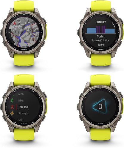 Fenix 8 Sapphire GPS Smartwatch Solar 47mm (Amp Yellow) Bundle | For Running, Training & Health | Men & Women | 48-Day Battery | Multisport GPS | Built-In Flashlight