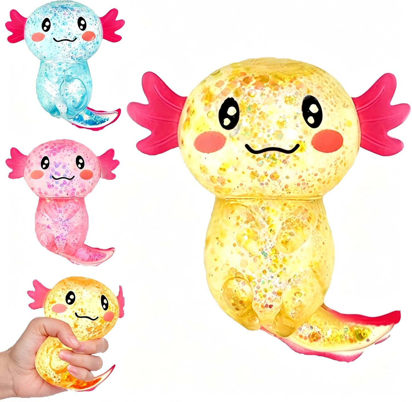 Axolotls Sensory Fidget Toy Sensory Squeeze Toy for Stress Relief, Soft Squeeze Decompression Dough for Adults Classroom Prizes & Party Favors (Yellow)