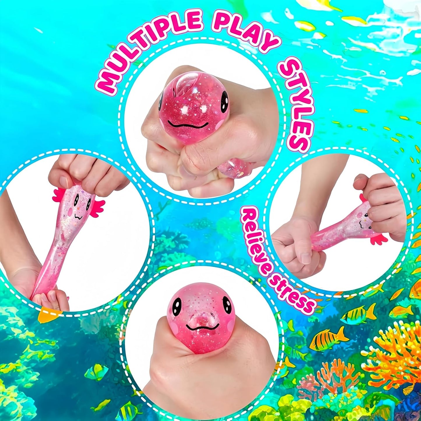 Axolotls Sensory Fidget Toy Sensory Squeeze Toy for Stress Relief, Soft Squeeze Decompression Dough for Adults Classroom Prizes & Party Favors (Yellow)