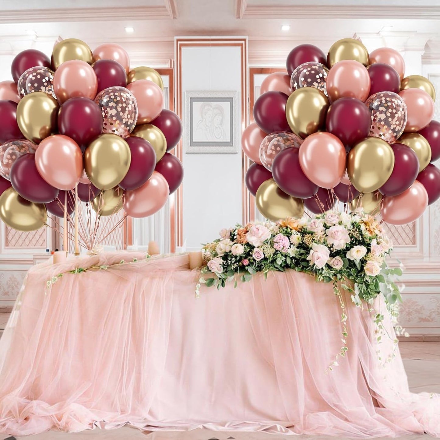 60pcs Pink and Yellow Balloons 12inch, with Sand White Latex Balloons for Anniversary Wedding Baby Shower Birthday Party Decorations