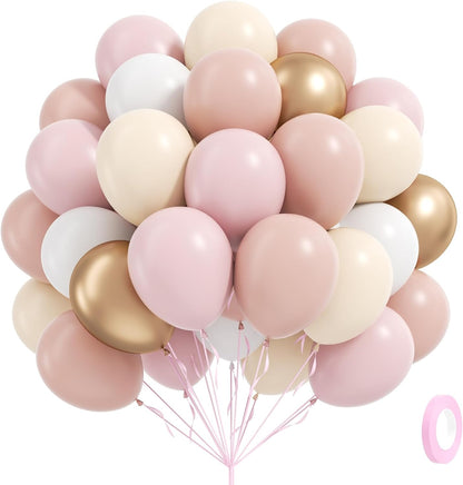 60pcs Pink and Yellow Balloons 12inch, with Sand White Latex Balloons for Anniversary Wedding Baby Shower Birthday Party Decorations