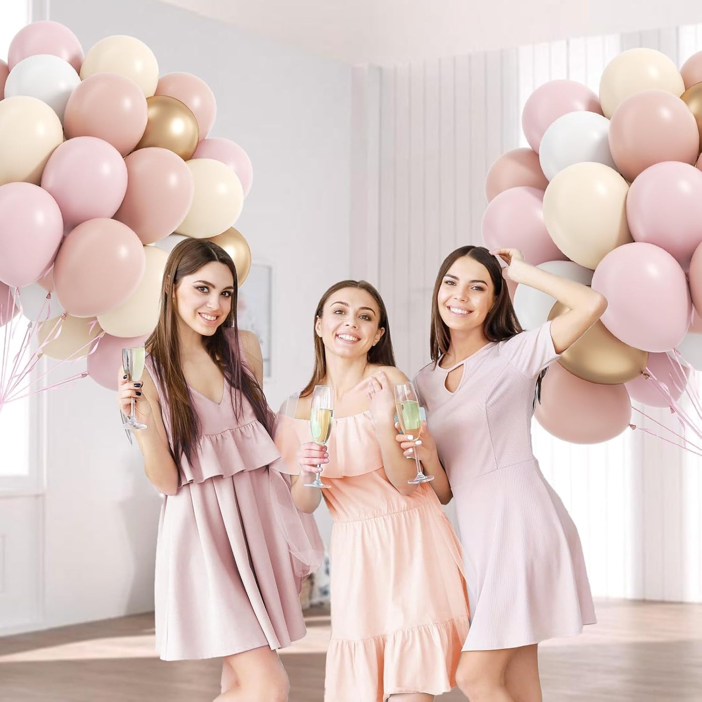 60pcs Pink and Yellow Balloons 12inch, with Sand White Latex Balloons for Anniversary Wedding Baby Shower Birthday Party Decorations