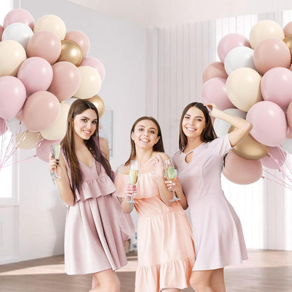 60pcs Pink and Yellow Balloons 12inch, with Sand White Latex Balloons for Anniversary Wedding Baby Shower Birthday Party Decorations