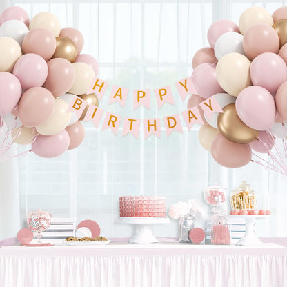 60pcs Pink and Yellow Balloons 12inch, with Sand White Latex Balloons for Anniversary Wedding Baby Shower Birthday Party Decorations