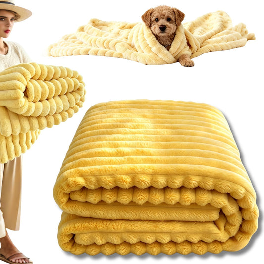 Yellow Emotional Support Blanket, Soft Rabbit Hair Plush Emotional Support Blanket for Large Small Senior Dogs, Pets Mood Security Blankets for Indoor Outdoor Use (L)