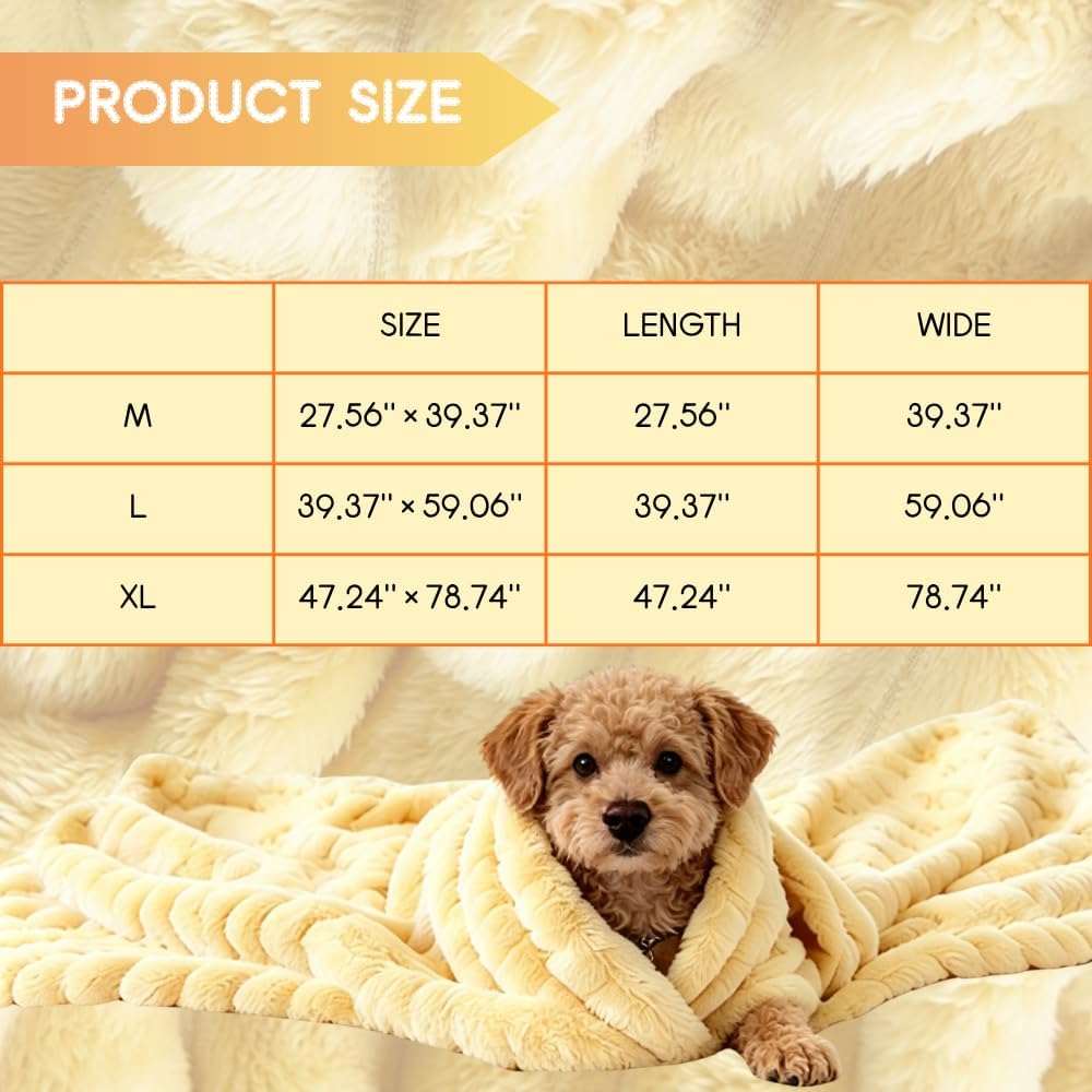 Yellow Emotional Support Blanket, Soft Rabbit Hair Plush Emotional Support Blanket for Large Small Senior Dogs, Pets Mood Security Blankets for Indoor Outdoor Use (L)