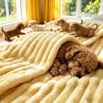 Yellow Emotional Support Blanket, Soft Rabbit Hair Plush Emotional Support Blanket for Large Small Senior Dogs, Pets Mood Security Blankets for Indoor Outdoor Use (L)