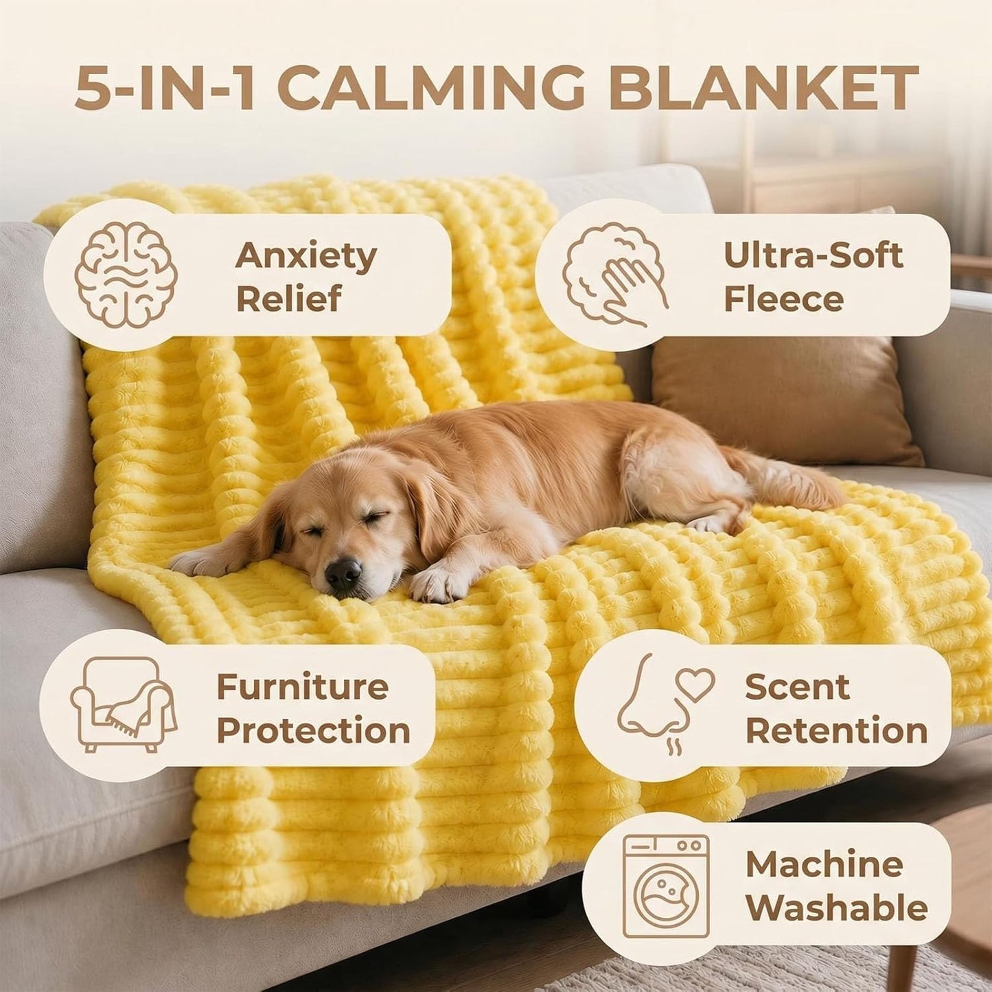 Emotional Support Blanket Yellow Dog Security Blanket Indoors Sofa Kennel | (Pink,59.1"x78.7")Soft Warm Material LASTING Protects Your Home & Enhances Pet Resting Spaces for All Dog Cat