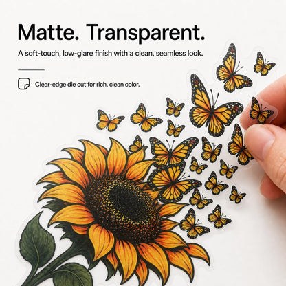 Sunflower Butterfly Car Stickers, Yellow Floral Butterfly Car Decals Made of Automotive Grade Vinyl for Cars, Trucks, SUVs, Windows and Bumpers, Car Decor for Women Girls, Helps Cover Scratches (B)