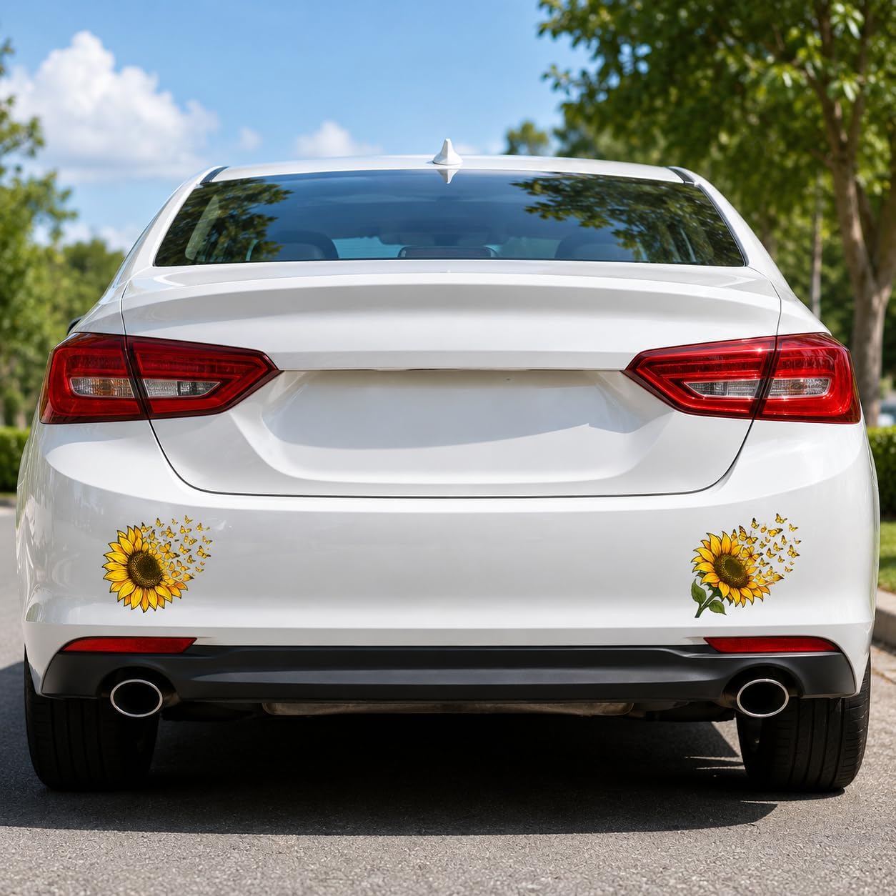Sunflower Butterfly Car Stickers, Yellow Floral Butterfly Car Decals Made of Automotive Grade Vinyl for Cars, Trucks, SUVs, Windows and Bumpers, Car Decor for Women Girls, Helps Cover Scratches (B)