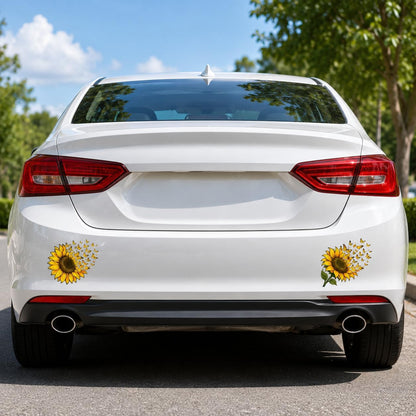 Sunflower Butterfly Car Stickers, Yellow Floral Butterfly Car Decals Made of Automotive Grade Vinyl for Cars, Trucks, SUVs, Windows and Bumpers, Car Decor for Women Girls, Helps Cover Scratches (B)