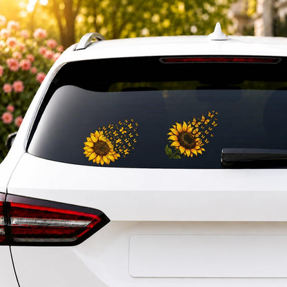 Sunflower Butterfly Car Stickers, Yellow Floral Butterfly Car Decals Made of Automotive Grade Vinyl for Cars, Trucks, SUVs, Windows and Bumpers, Car Decor for Women Girls, Helps Cover Scratches (B)