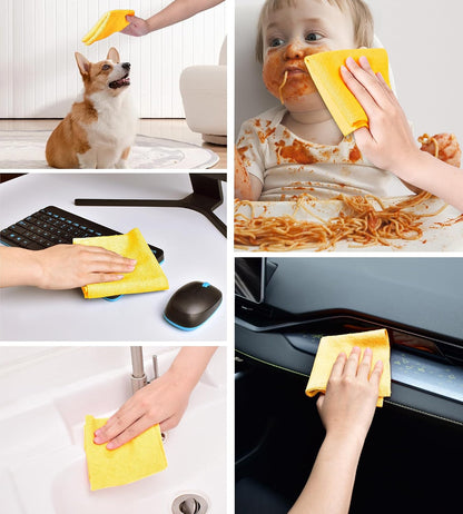 KitchLife Microfiber Cleaning Cloth Roll - Tear-Away Reusable Microfiber Paper Towels, Lint-Free, Washable, 20 Sheets for Kitchen, Car, Dishes, and Sensitive Surfaces (Yellow)