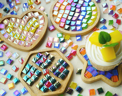 300G Iridescent Mosaic Tiles, 0.4 inches Square Mosaic Glass Pieces, Mini Tiles for Glass Projects, Great for Mosaic Craft, 335pcs Crisp Sunshine Yellow Mosaic Great for Art Supplies