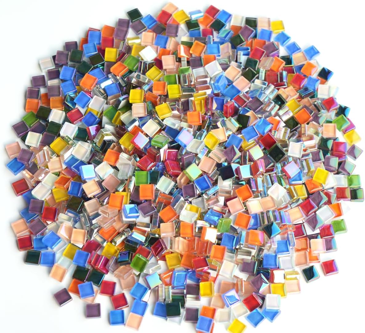 300G Iridescent Mosaic Tiles, 0.4 inches Square Mosaic Glass Pieces, Mini Tiles for Glass Projects, Great for Mosaic Craft, 335pcs Crisp Sunshine Yellow Mosaic Great for Art Supplies