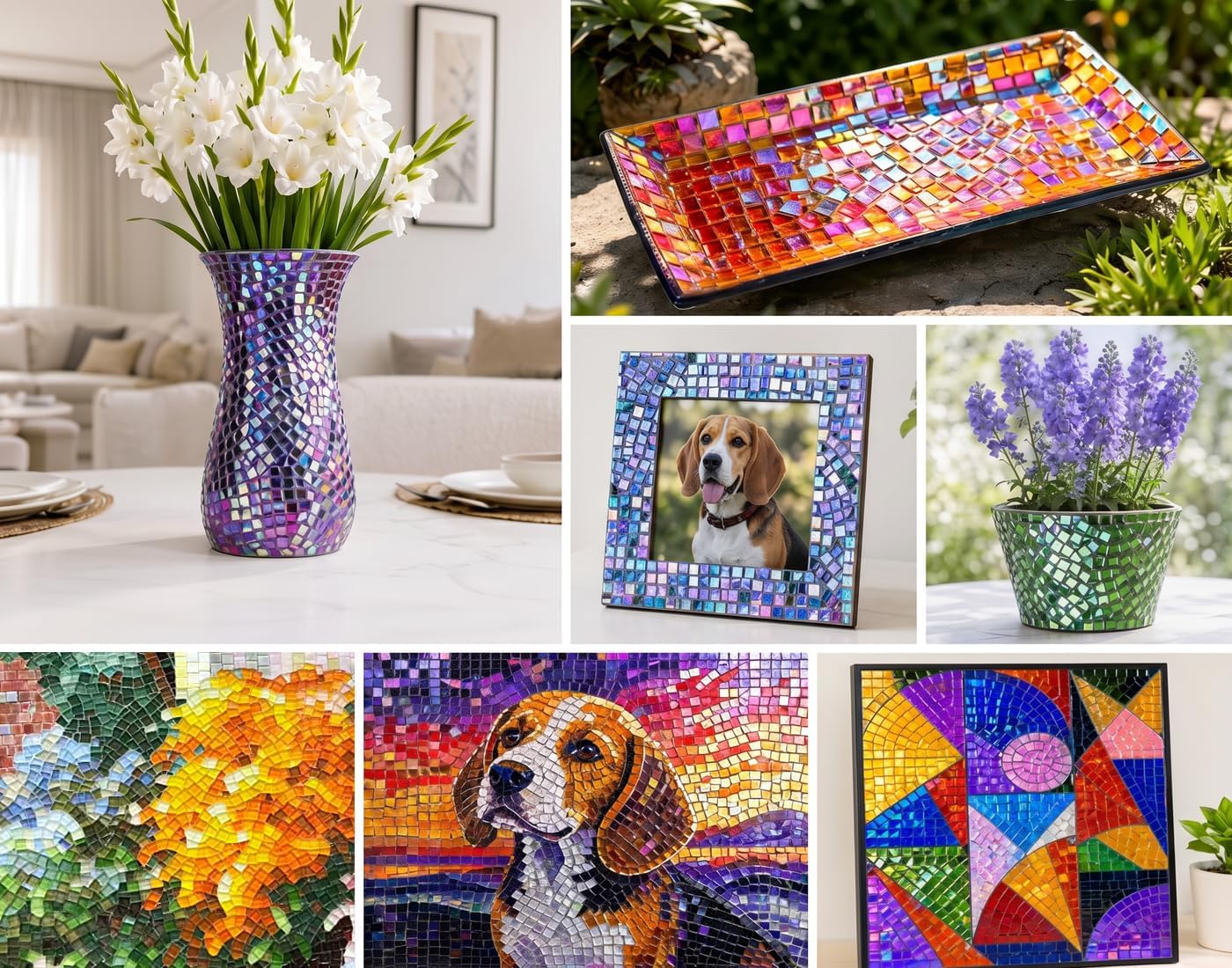 300G Iridescent Mosaic Tiles, 0.4 inches Square Mosaic Glass Pieces, Mini Tiles for Glass Projects, Great for Mosaic Craft, 335pcs Crisp Sunshine Yellow Mosaic Great for Art Supplies