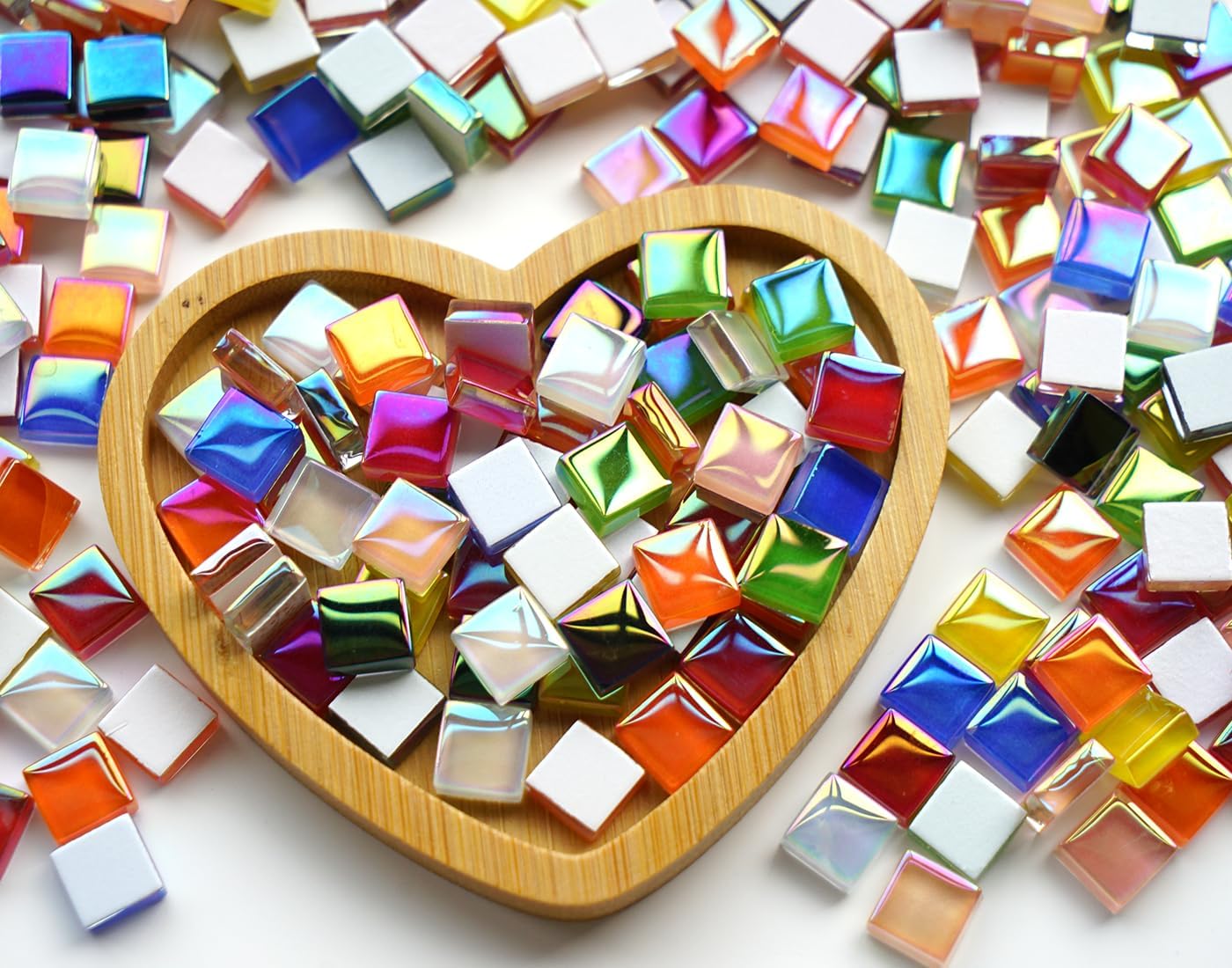 300G Iridescent Mosaic Tiles, 0.4 inches Square Mosaic Glass Pieces, Mini Tiles for Glass Projects, Great for Mosaic Craft, 335pcs Crisp Sunshine Yellow Mosaic Great for Art Supplies