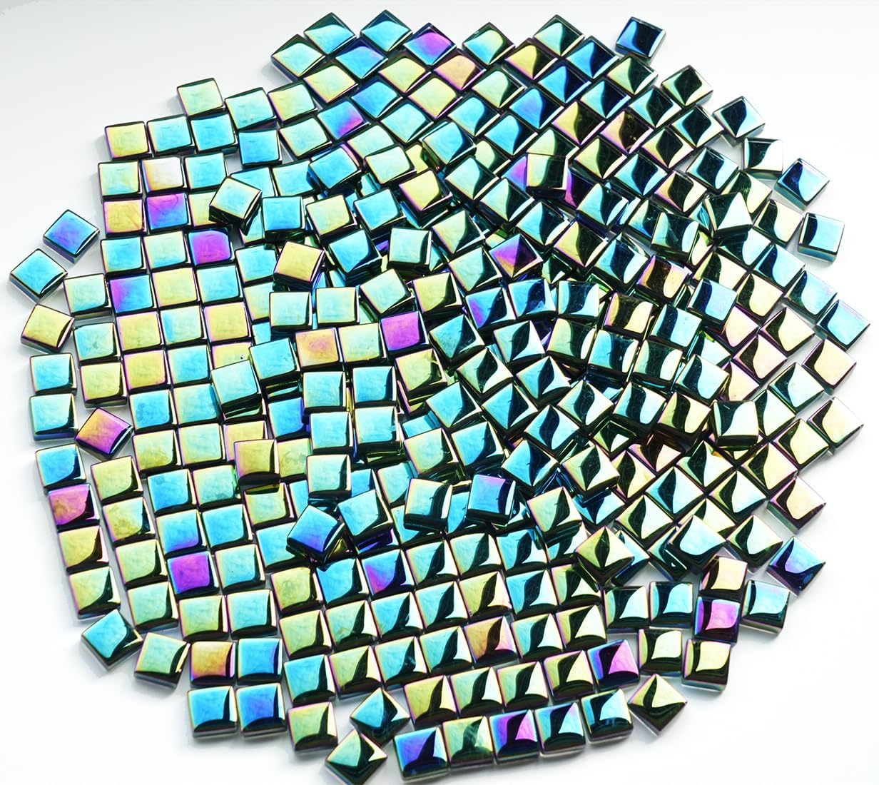 300G Iridescent Mosaic Tiles, 0.4 inches Square Mosaic Glass Pieces, Mini Tiles for Glass Projects, Great for Mosaic Craft, 335pcs Crisp Sunshine Yellow Mosaic Great for Art Supplies
