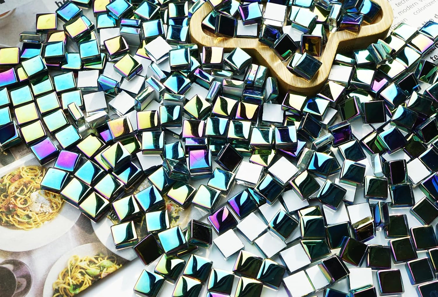 300G Iridescent Mosaic Tiles, 0.4 inches Square Mosaic Glass Pieces, Mini Tiles for Glass Projects, Great for Mosaic Craft, 335pcs Crisp Sunshine Yellow Mosaic Great for Art Supplies