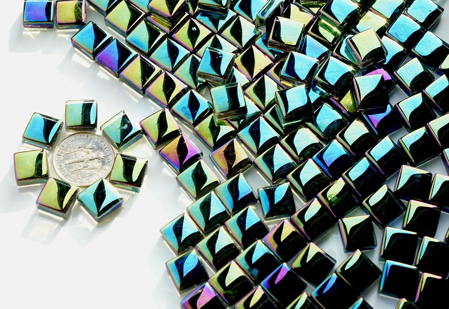 300G Iridescent Mosaic Tiles, 0.4 inches Square Mosaic Glass Pieces, Mini Tiles for Glass Projects, Great for Mosaic Craft, 335pcs Crisp Sunshine Yellow Mosaic Great for Art Supplies