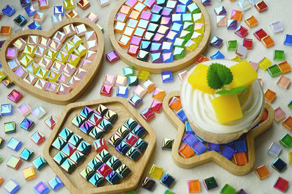 300G Iridescent Mosaic Tiles, 0.4 inches Square Mosaic Glass Pieces, Mini Tiles for Glass Projects, Great for Mosaic Craft, 335pcs Crisp Sunshine Yellow Mosaic Great for Art Supplies