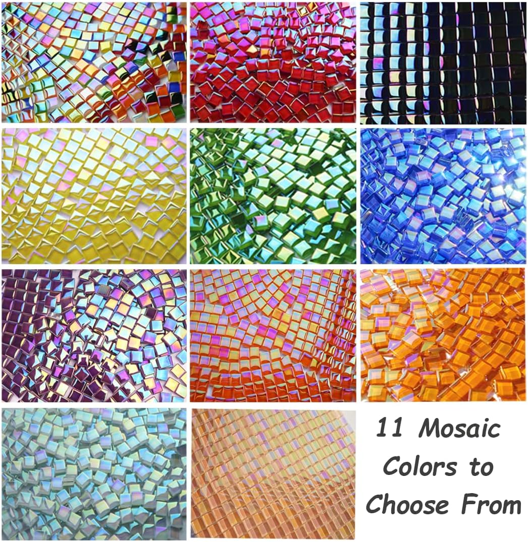 300G Iridescent Mosaic Tiles, 0.4 inches Square Mosaic Glass Pieces, Mini Tiles for Glass Projects, Great for Mosaic Craft, 335pcs Crisp Sunshine Yellow Mosaic Great for Art Supplies