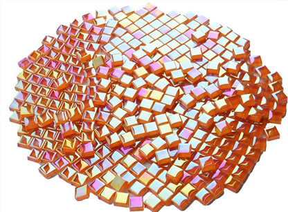 300G Iridescent Mosaic Tiles, 0.4 inches Square Mosaic Glass Pieces, Mini Tiles for Glass Projects, Great for Mosaic Craft, 335pcs Crisp Sunshine Yellow Mosaic Great for Art Supplies