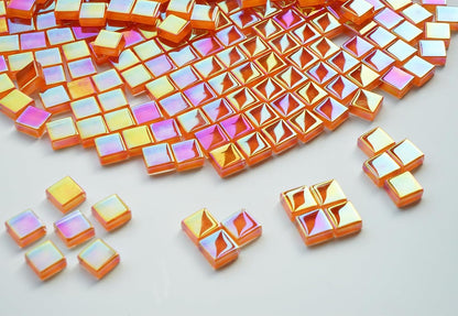 300G Iridescent Mosaic Tiles, 0.4 inches Square Mosaic Glass Pieces, Mini Tiles for Glass Projects, Great for Mosaic Craft, 335pcs Crisp Sunshine Yellow Mosaic Great for Art Supplies