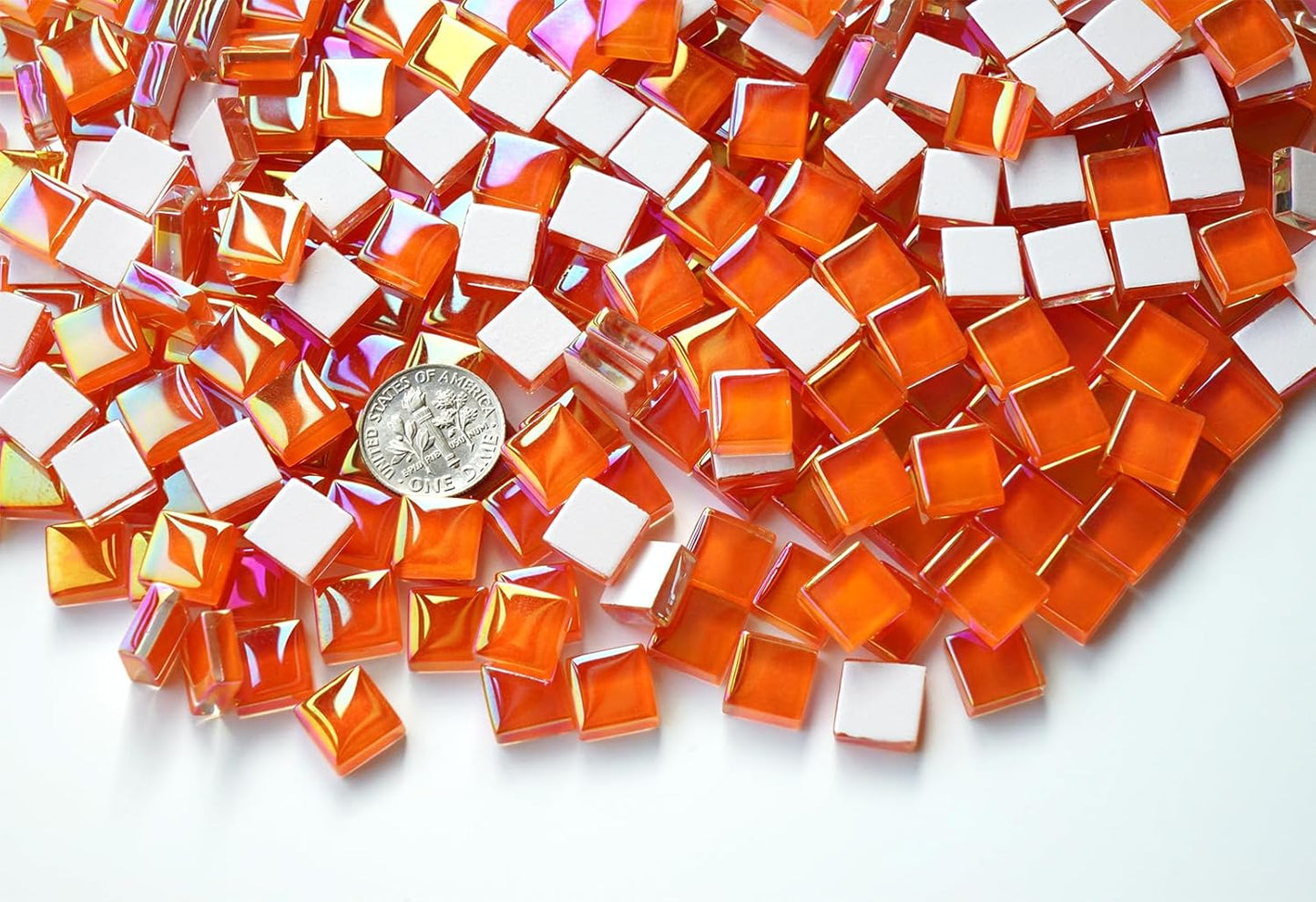 300G Iridescent Mosaic Tiles, 0.4 inches Square Mosaic Glass Pieces, Mini Tiles for Glass Projects, Great for Mosaic Craft, 335pcs Crisp Sunshine Yellow Mosaic Great for Art Supplies