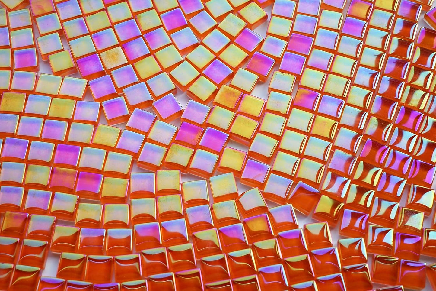 300G Iridescent Mosaic Tiles, 0.4 inches Square Mosaic Glass Pieces, Mini Tiles for Glass Projects, Great for Mosaic Craft, 335pcs Crisp Sunshine Yellow Mosaic Great for Art Supplies