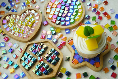 300G Iridescent Mosaic Tiles, 0.4 inches Square Mosaic Glass Pieces, Mini Tiles for Glass Projects, Great for Mosaic Craft, 335pcs Crisp Sunshine Yellow Mosaic Great for Art Supplies