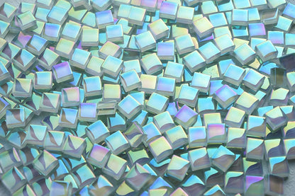 300G Iridescent Mosaic Tiles, 0.4 inches Square Mosaic Glass Pieces, Mini Tiles for Glass Projects, Great for Mosaic Craft, 335pcs Crisp Sunshine Yellow Mosaic Great for Art Supplies