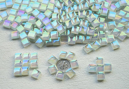 300G Iridescent Mosaic Tiles, 0.4 inches Square Mosaic Glass Pieces, Mini Tiles for Glass Projects, Great for Mosaic Craft, 335pcs Crisp Sunshine Yellow Mosaic Great for Art Supplies