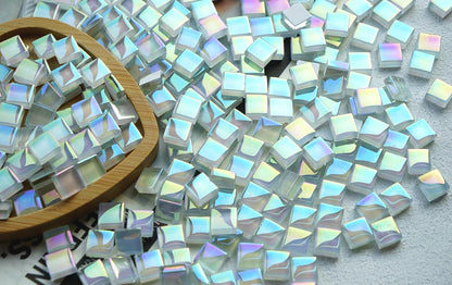 300G Iridescent Mosaic Tiles, 0.4 inches Square Mosaic Glass Pieces, Mini Tiles for Glass Projects, Great for Mosaic Craft, 335pcs Crisp Sunshine Yellow Mosaic Great for Art Supplies