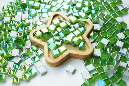 300G Iridescent Mosaic Tiles, 0.4 inches Square Mosaic Glass Pieces, Mini Tiles for Glass Projects, Great for Mosaic Craft, 335pcs Crisp Sunshine Yellow Mosaic Great for Art Supplies