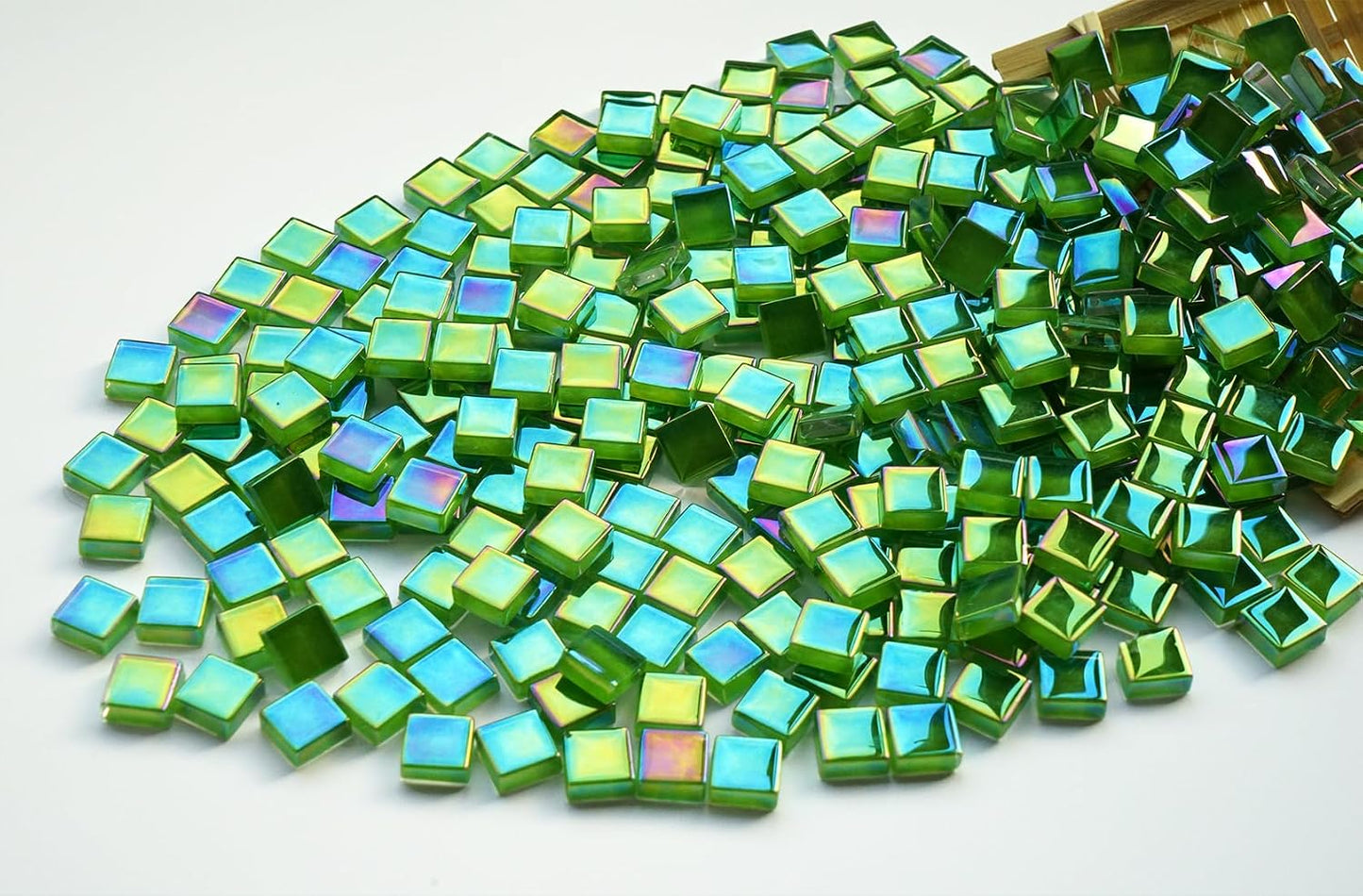 300G Iridescent Mosaic Tiles, 0.4 inches Square Mosaic Glass Pieces, Mini Tiles for Glass Projects, Great for Mosaic Craft, 335pcs Crisp Sunshine Yellow Mosaic Great for Art Supplies