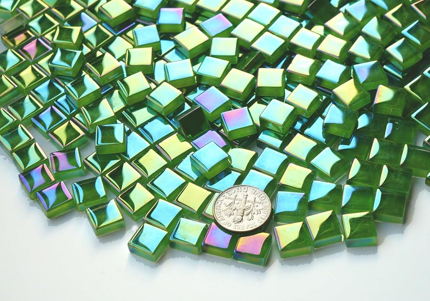 300G Iridescent Mosaic Tiles, 0.4 inches Square Mosaic Glass Pieces, Mini Tiles for Glass Projects, Great for Mosaic Craft, 335pcs Crisp Sunshine Yellow Mosaic Great for Art Supplies