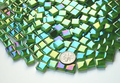 300G Iridescent Mosaic Tiles, 0.4 inches Square Mosaic Glass Pieces, Mini Tiles for Glass Projects, Great for Mosaic Craft, 335pcs Crisp Sunshine Yellow Mosaic Great for Art Supplies