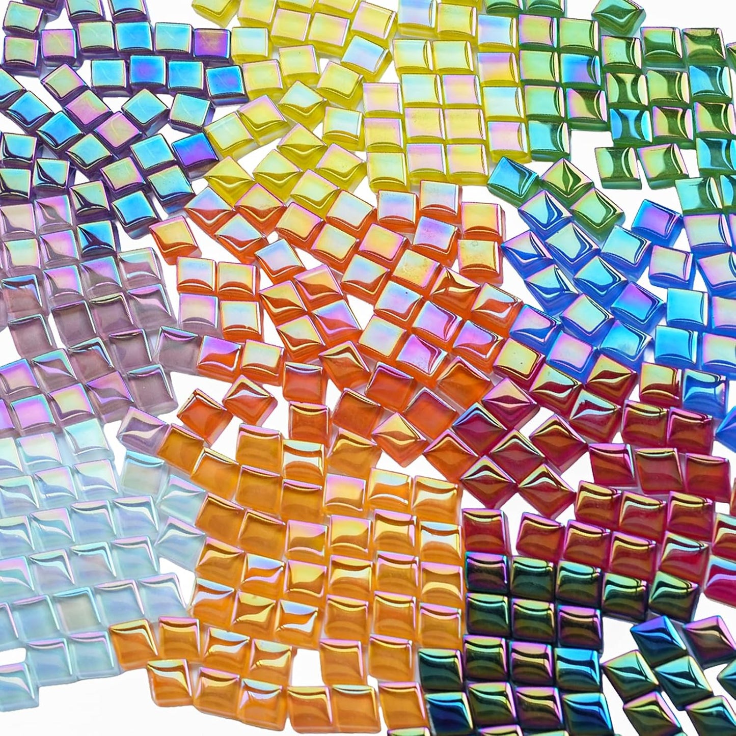 300G Iridescent Mosaic Tiles, 0.4 inches Square Mosaic Glass Pieces, Mini Tiles for Glass Projects, Great for Mosaic Craft, 335pcs Crisp Sunshine Yellow Mosaic Great for Art Supplies