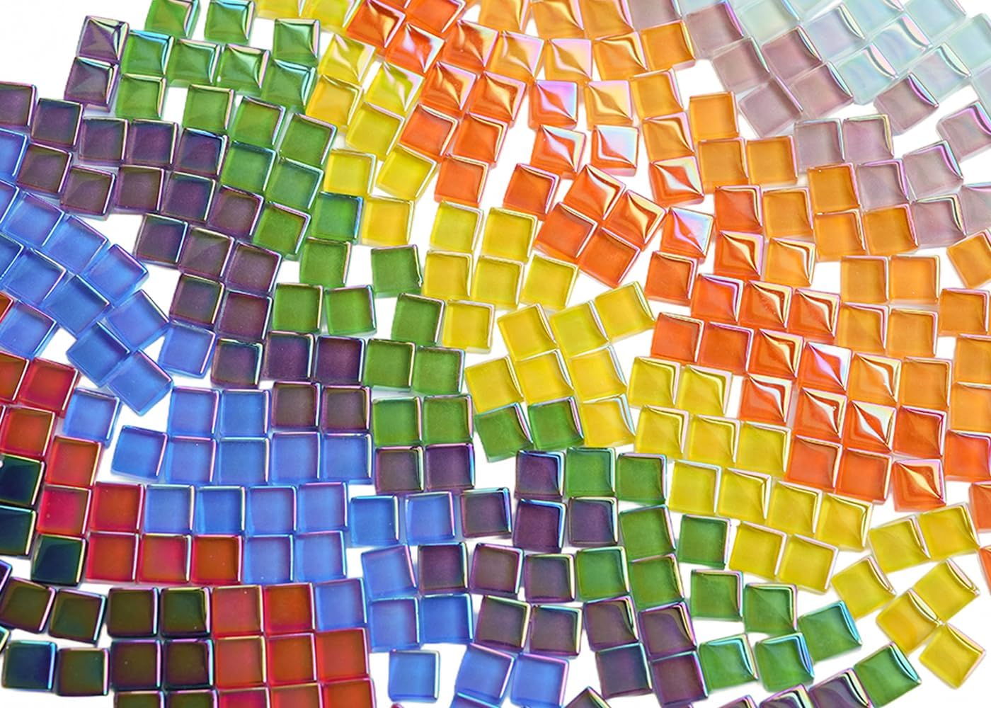 300G Iridescent Mosaic Tiles, 0.4 inches Square Mosaic Glass Pieces, Mini Tiles for Glass Projects, Great for Mosaic Craft, 335pcs Crisp Sunshine Yellow Mosaic Great for Art Supplies
