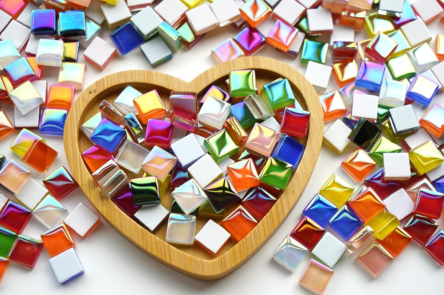 300G Iridescent Mosaic Tiles, 0.4 inches Square Mosaic Glass Pieces, Mini Tiles for Glass Projects, Great for Mosaic Craft, 335pcs Crisp Sunshine Yellow Mosaic Great for Art Supplies
