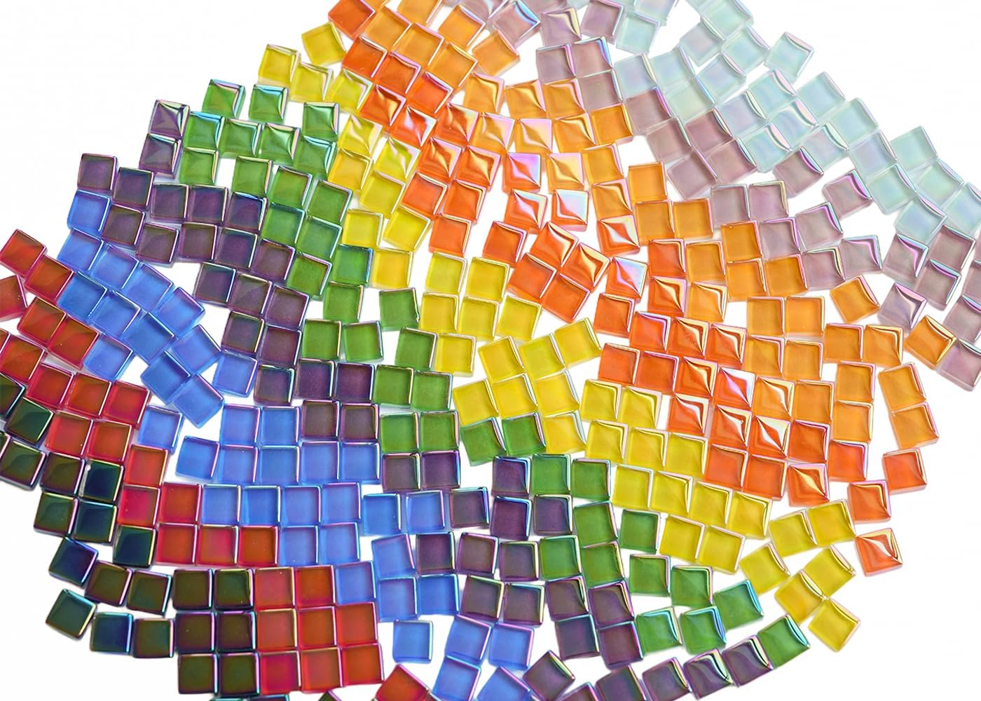300G Iridescent Mosaic Tiles, 0.4 inches Square Mosaic Glass Pieces, Mini Tiles for Glass Projects, Great for Mosaic Craft, 335pcs Crisp Sunshine Yellow Mosaic Great for Art Supplies