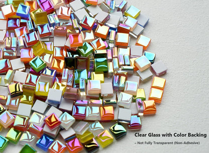 300G Iridescent Mosaic Tiles, 0.4 inches Square Mosaic Glass Pieces, Mini Tiles for Glass Projects, Great for Mosaic Craft, 335pcs Crisp Sunshine Yellow Mosaic Great for Art Supplies