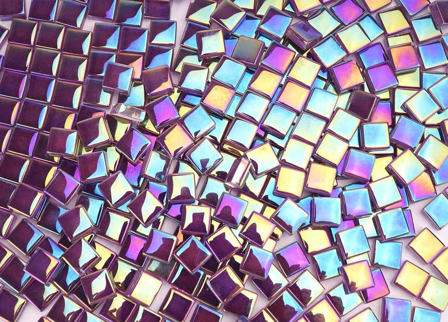 300G Iridescent Mosaic Tiles, 0.4 inches Square Mosaic Glass Pieces, Mini Tiles for Glass Projects, Great for Mosaic Craft, 335pcs Crisp Sunshine Yellow Mosaic Great for Art Supplies