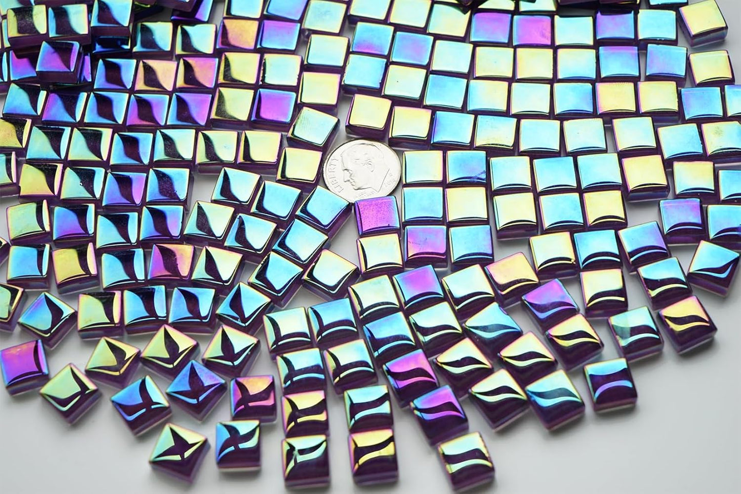 300G Iridescent Mosaic Tiles, 0.4 inches Square Mosaic Glass Pieces, Mini Tiles for Glass Projects, Great for Mosaic Craft, 335pcs Crisp Sunshine Yellow Mosaic Great for Art Supplies