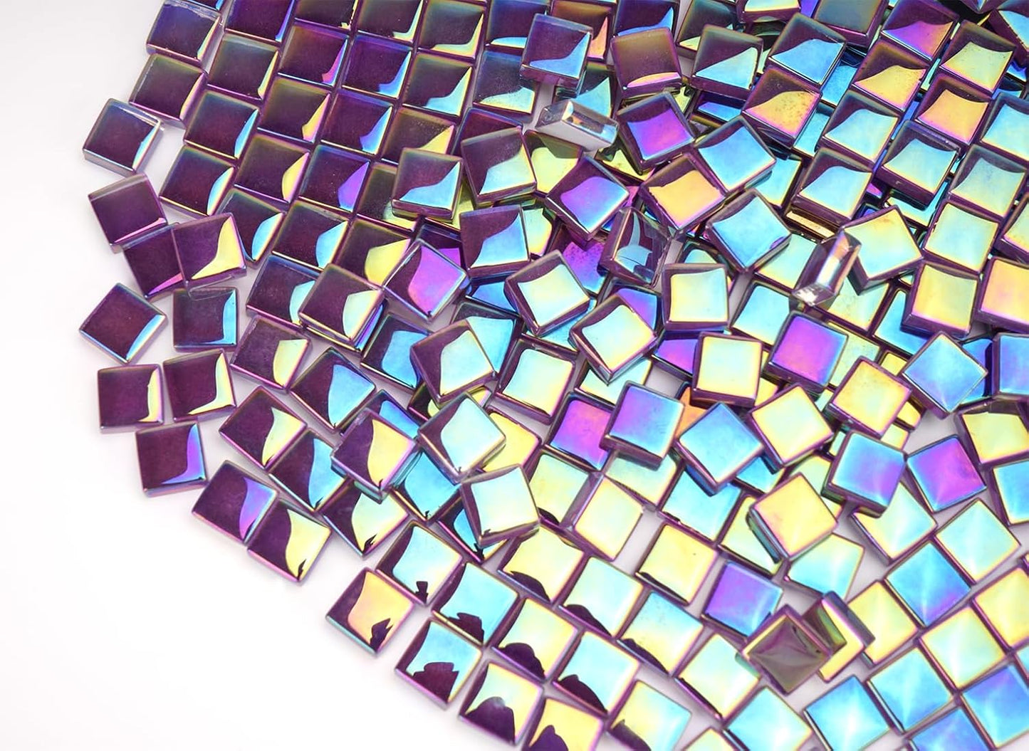 300G Iridescent Mosaic Tiles, 0.4 inches Square Mosaic Glass Pieces, Mini Tiles for Glass Projects, Great for Mosaic Craft, 335pcs Crisp Sunshine Yellow Mosaic Great for Art Supplies
