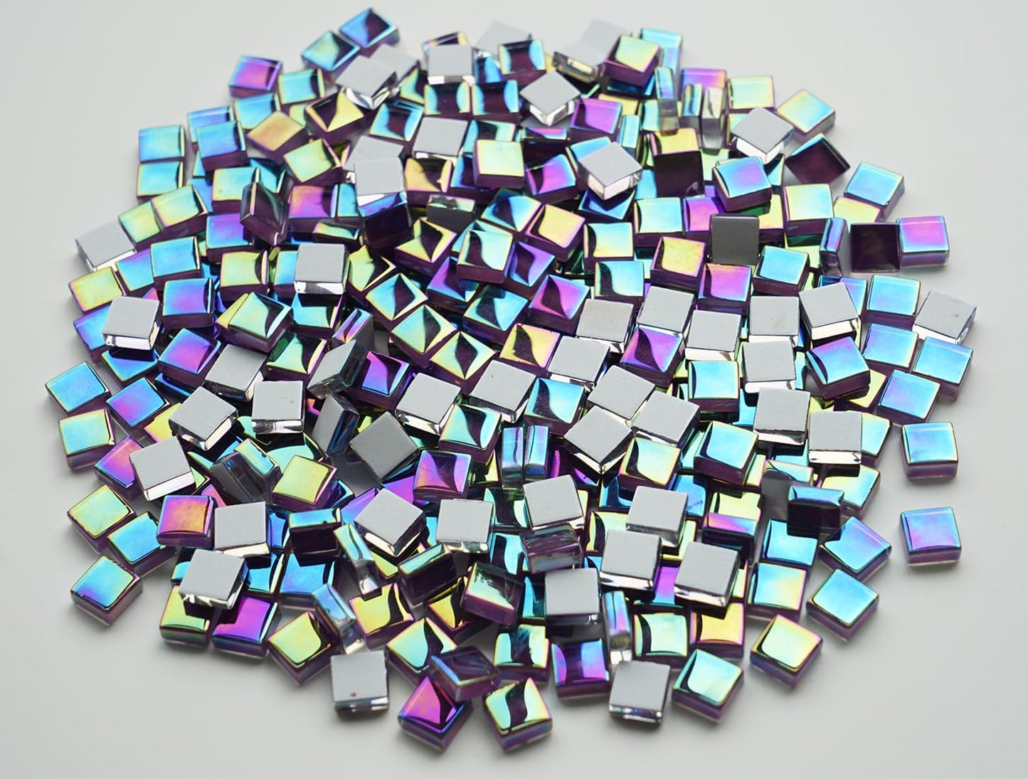 300G Iridescent Mosaic Tiles, 0.4 inches Square Mosaic Glass Pieces, Mini Tiles for Glass Projects, Great for Mosaic Craft, 335pcs Crisp Sunshine Yellow Mosaic Great for Art Supplies